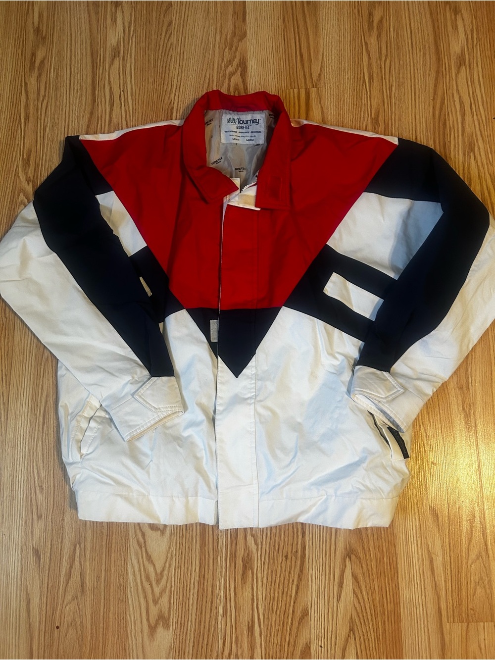 Vintage Tourney Gore-Tex Jacket Men’s M Red White Blue Colorblock Windbreaker